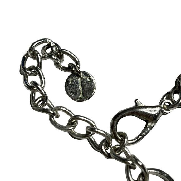 New Talbots Silver Hammered Disk Chain Link Bib Necklace 3-Strand Statement - Picture 7 of 7